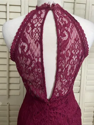 Lulu's Magenta Lace Halter Midi Dress thumbnail 6