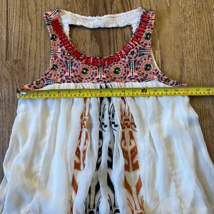 Akemi + Kin Anthropologie Embroidered Beaded Babydoll Tank Top White Small thumbnail 4