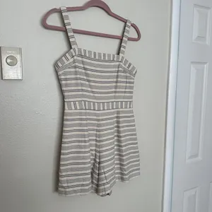 Anthropologie Paper Crown Womens S Romper Lined Shorts Zipper Jumper Cream Navy thumbnail 3
