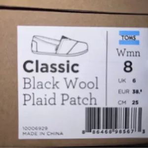 Toms Classic Women's Black Wool Plaid Patch Slip-On Flats Loafers-Size 8 thumbnail 7