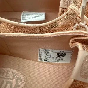 Hey Dude Wendy Disco Sequin Blush Shoes Women's 10 Rose Gold Pink Sparkle NWT thumbnail 7