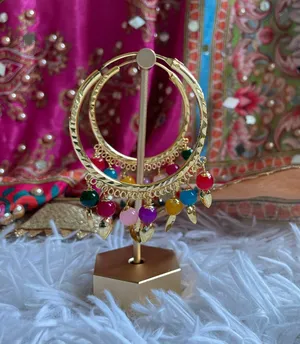 Golden Hoop Earrings Gold thumbnail 1