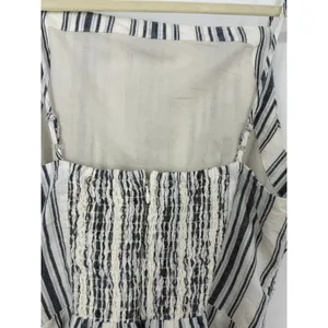 Madewell Linen Cotton Striped Ruched Square Neck Tank Top Size 0 Coastal thumbnail 6