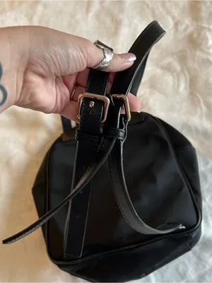 Kate Spade black mini nylon backpack gold hardware front pocket adjustable strap thumbnail 3