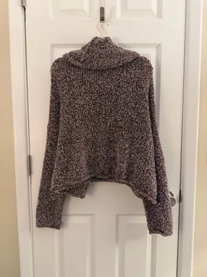 Free People Purple Cowl Neck Oversized BFF Sweater Medium thumbnail 4