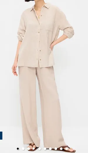 Old Navy Linen Wide Leg Pants Size L thumbnail 1