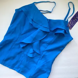 Y2K Miley Cyrus & Max Azria exposed zipper ruffle cami, size M thumbnail 1