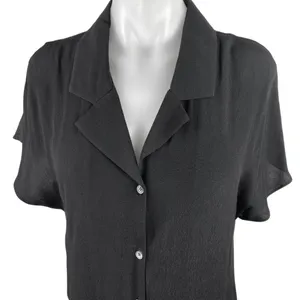 Aritzia Wilfred Free Black Short Sleeve Button Down Mini Shirt Dress Size S thumbnail 3