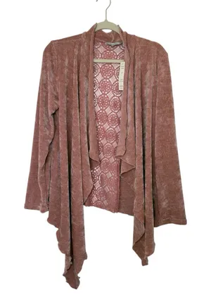 Bliss Lane Large Mauve Dust Rose‎ Waterfall Drape Cardigan Fairycore Boho Chic thumbnail 1
