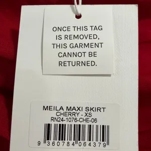 Runaway The Label Meila Romantic Cherry Chiffon Stretch Sheer Maxi Skirt XS NWT thumbnail 10