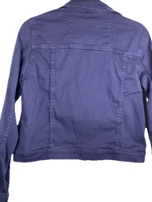 Michael Kors Denim Jacket Womens M Dark Blue Stretch Trucker Button Front thumbnail 3
