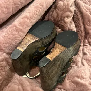 Coach Dark Brown Leather Wedge Sandals thumbnail 3