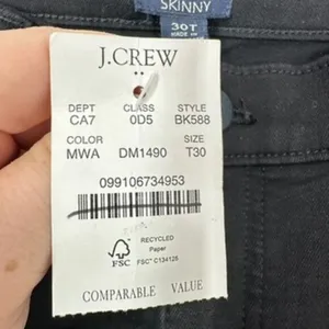 J. Crew‎ Factory Black Denim Size 30 Tall Mid Rise Skinny Ankle NWT Casual thumbnail 5