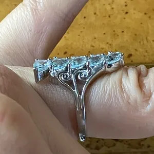 Natural Aquamarine Sterling Silver Ring Size 6 thumbnail 3