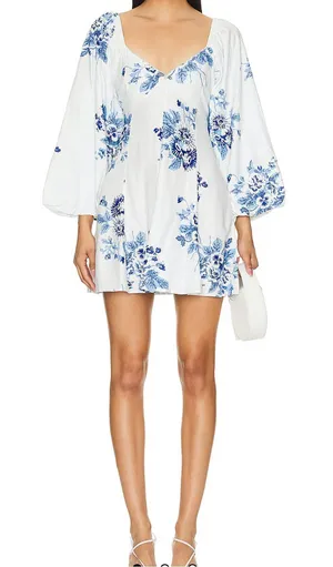 FREE PEOPLE Francesca Mini Dress in Tonal Blue size Medium thumbnail 1