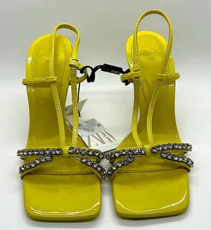 Zara Sexy NWT Lime Green Rhinestones High Heel Shoes **EU Sz 36/US Sz 6** 🔥🔥 thumbnail 1