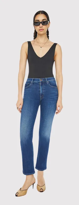 Mother Womens Jeans Blue Denim The Mid Rise Dazzler Teaming Up Straight Size 28 thumbnail 1