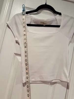 NWOT Madewell Size XS White Square Neck Short Sleeve Ribbed Stretch Cropped Top thumbnail 7