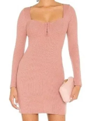 ASTR the Label Ribbed Mini Dress Womens Medium‎ Blush Pink Long Sleeve ADR100890 thumbnail 1