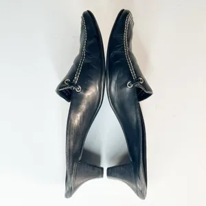 Franco Sarto Black Leather Kitten Heels Mules Shoes Women 7 thumbnail 6