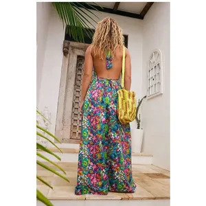 Free People Extratropical Maxi Dress Floral Halter Open Back Multi Color Size M thumbnail 6