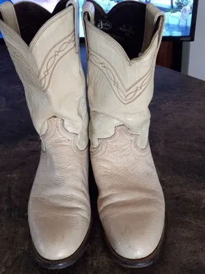 Justin Boots 6 Vintage Natural Ostrich Quill Cowgirl Western Boots in Light Beige thumbnail 2