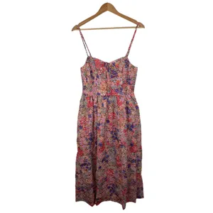 NWT Avara Just Me Iris Floral Embroidered Midi Dress Medium Smocked Cottage Boho thumbnail 2