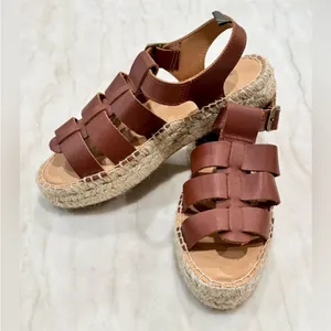 $170 NEW Free People X Barbour Paloma Espadrille Platform Fisherman Sandal 7.5 thumbnail 6