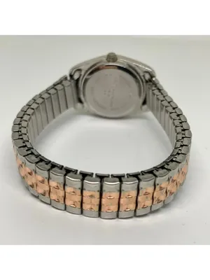 Accutime vintage classic women’s watch date two tone 25mm 6.5” running thumbnail 4