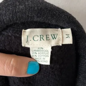 J.Crew Dark Charcoal Wool Blend Fleece Lined Button Down Lady Cardigan thumbnail 4