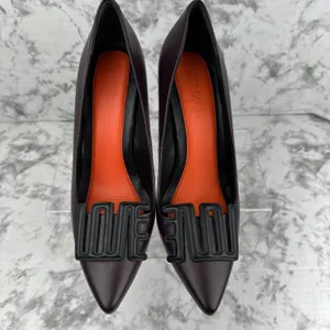 Kenzo Womens LOVE Pumps Heels Size 38 US 7.5 Burgundy Wine Black Statement Shoes thumbnail 2