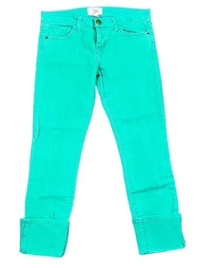 Current/Elliott Green Cuffed Cropped Stretch Jeans 27 thumbnail 1