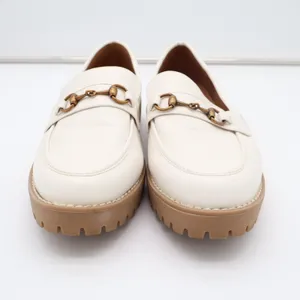 A New Day Danica Loafers Womens US 8.5 Off White Leather Horsebit Lug Sole Shoes thumbnail 5