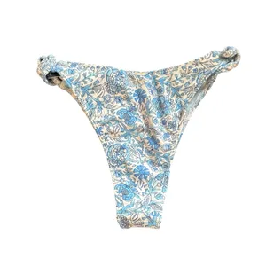 Hollister Triangle Cheeky Bikini Bottom Sz M Blue Floral Lined NWT thumbnail 4