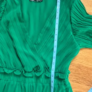 Zara pleated green dress thumbnail 8