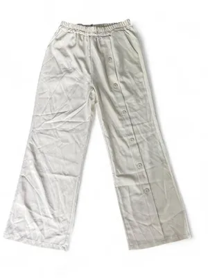 Alex New Cream wide leg loose trousers with button detail from Florence, Italy. thumbnail 1