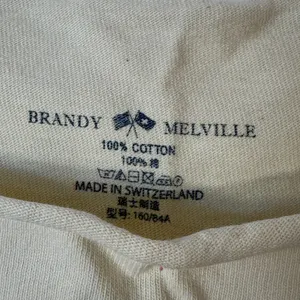 Brandy Melville Cream Cotton Raw Edge Scoop Neck‎ Short Sleeve T-Shirt One Size thumbnail 3