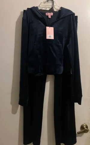 New JUICY COUTURE Y2K NAVY Velour Tracksuit Large thumbnail 3