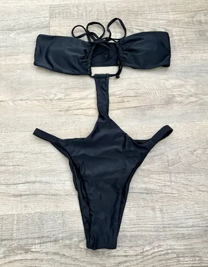 Matte Collection black cut out one piece bikini size M. thumbnail 1
