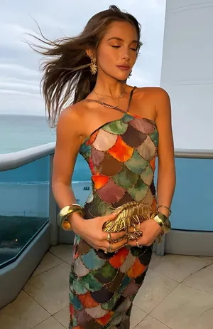 Halter Satin Rainbow Dress Multiple thumbnail 3