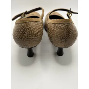 Franco Sarto Womens Mary Jane Pumps Tan Suede Snakeskin Embossed Heel Size 7M thumbnail 4