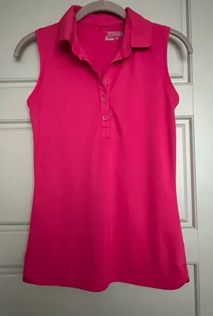 Nike Golf XS Pink Fit Dry Polo Sleeveless, preppy thumbnail 1