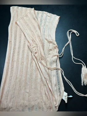 Cupshe Crochet Peach Tassels Cover Up V-Neck Side-tie Women's Poncho Cover Up thumbnail 6