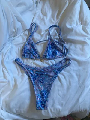 Kulani Kinis Blue Floral Print Double-Strap Bikini thumbnail 2