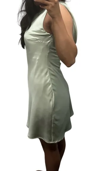 Satin green mini dress thumbnail 4
