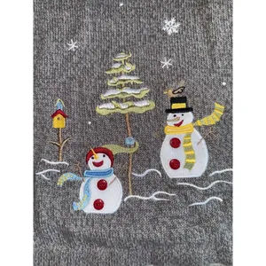 Breckenridge Women's 2X XXL Christmas Cardigan Sweater Vest Winter Snowman Gray thumbnail 3
