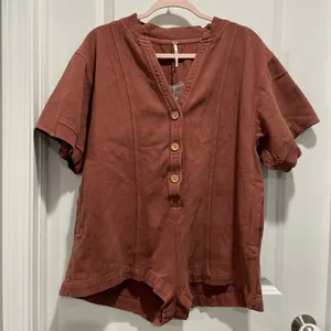 Free People Easton Button-Up Romper Size XS thumbnail 2