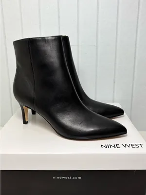 Nine West Black Sheeba Pointed‎ Leather Upper Ankle Booties size 9M  NEW thumbnail 2