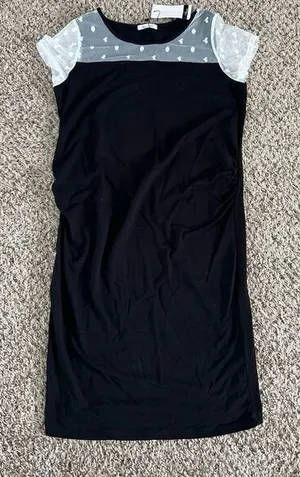 NWT‎ Abie Women's short sleeve mesh black dress size medium thumbnail 1