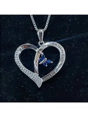 Sister Butterfly Heart Necklaces Gift thumbnail 4
